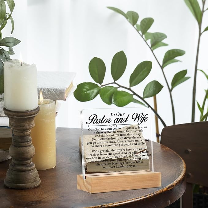 Pastor & Wife Appreciation Gifts - Clear Desk Decorative Sign - Acrylic Decor
