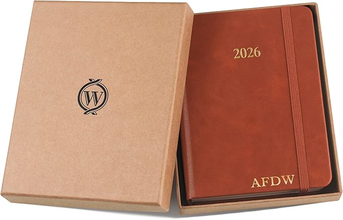 Wykeham's Executive 2026 Daily Journal Planner – US Public Holidays & Format – Customization Available (Personalized Brown, 6”×4.5”)