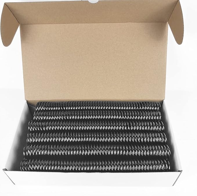 Binditek 50 Pack Plastic Spiral Binding Coils, 25mm(1"), 215 Sheet Capacity, 4:1 Pitch, Black, 48 Loops, for Letter Size, for Students and Coworkers