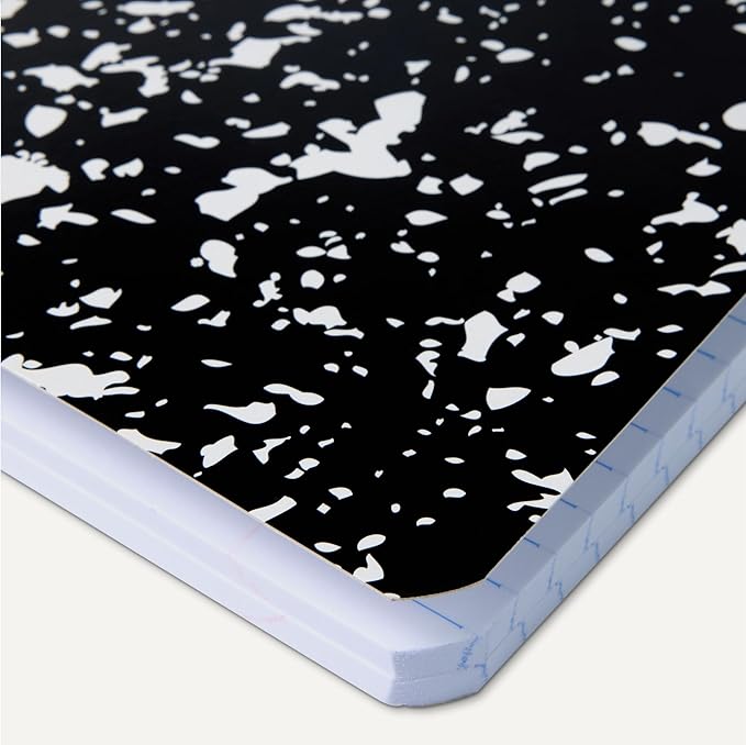 Amazon Basics Composition Notebook, College Ruled, 100 Sheets, 9.75" x 7.5", 12 pack, Marble Black
