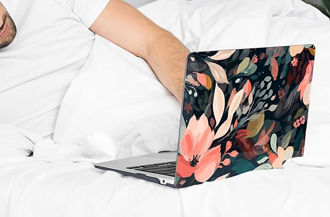 DONGKE Compatible with MacBook Air 13 inch Case 2021 2020 2019 2018 Release A2337 M1 A2179 A1932 with Retina Display & Touch ID, Plastic Hard Shell & Keyboard Cover - Painted Florals