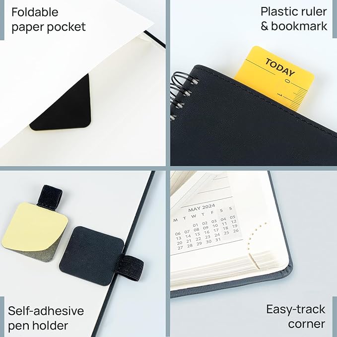 POPRUN 2026 Planner (Large - 8.5" x 10.5") with Hourly Schedule, Vertical Layout - 2026 Weekly Calendar (Jan. 2026 - Dec.2026) for Time Management, Monthly Tabs, Spiral Bound, Soft Cover - Grey