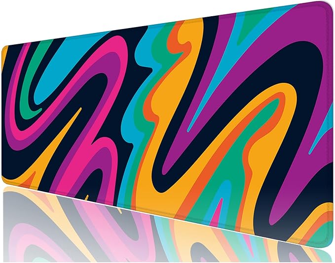 Desk Mat, 32" x 12" XXL Extended Large Gaming Mouse Pad, Desktop Decor Desk Pad, Cute Men Women Office Supplies and Accessories, XL Mouse Mat for Laptop & Keyboard, Colorful Abstract Painting