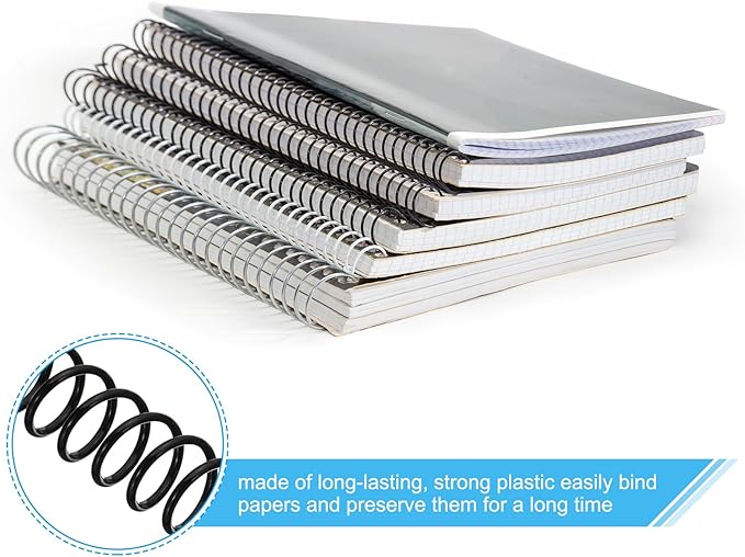 PATIKIL 14mm(9/16") Plastic Spiral Binding Coils, 20 Pcs Binding Spirals 115 Sheet Capacity 4:1 Pitch Binding Spirals for Binding Paper Sheets, Black