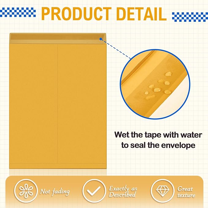 25 Pcs 16 x 20 Inch Extra Large Mailing Envelopes 32lb with Gummed Flaps, Catalog Envelopes Jumbo Craft for Mailing, Storage and Organizing Documents Office Supplie