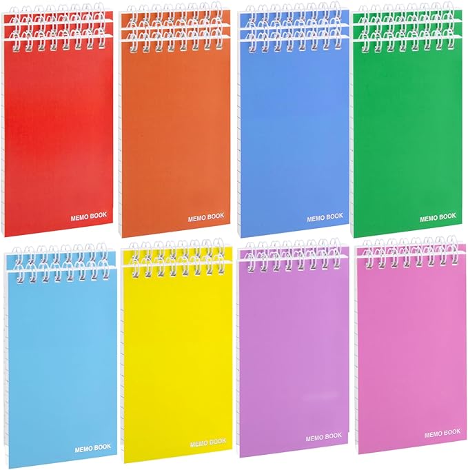 Koogel 20 Pads Mini Spiral Pocket Notebook, 3x5 Inch Lined Small Journals for Back to School, Colorful College Ruled Mini Memo Pads Tiny Note Book Sketchbook for School Office Supplies, 8 Colors