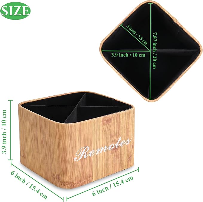 Hennaja Square Leather Art Supply Organizer,Remote Control Holder with Removable Dividers,360°Rotatable Pencil Holders,4 Compartments Organizer for Office Supplies Storage Box(1-Beige)