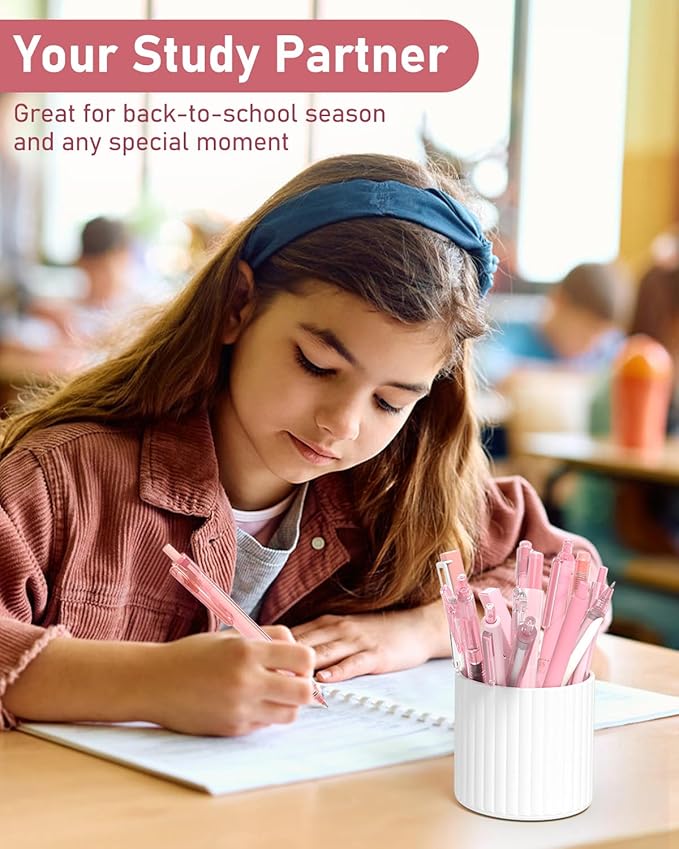 Four Candies 14Pack Pastel Gel Ink Pen Set,Cute Retractable 0.5mm Fine Point Pen,Note Taking Aesthetic Pens,12 Pack Black Ink Pens with 2Pack Highlighter, Smooth Writing Pens for School, Office(Green)