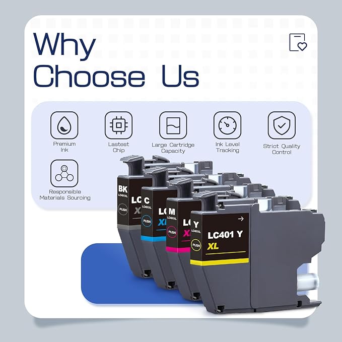 LC401XL LC401 High Yield MFC-J1010DW Ink Cartridges 5-Pack Compatible for Brother 401XL LC-401 Ink Cartridges Work with MFC-J1010DW MFC-J1170DW MFC-J1012DW MFC-J1800DW (2 Black, 1 Cyan Magenta Yellow)