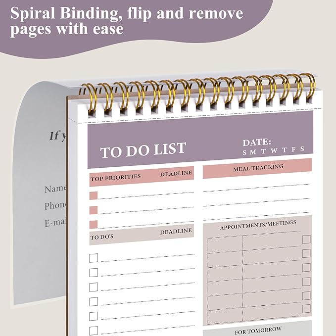 HAUTOCO 3 Packs to Do List Notepad, A5 to Do List Notebook for Work Undated Tear Off Daily Planner Notepad Task Checklist Organizer for Home Office School, Totally 312 Pages