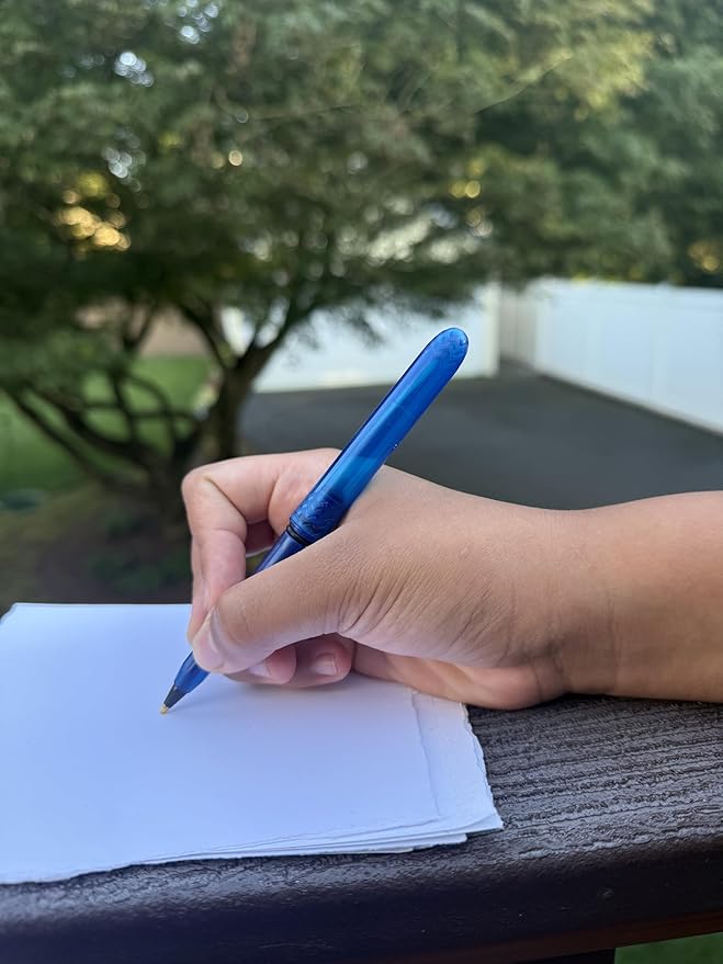 The USA Made Compact Pen – 4 Pack of Translucent Jewel Toned Aesthetic Ballpoint Pens – Chic, Compact & Colorful – for Stationery, School, Work or Journals (Sapphire)