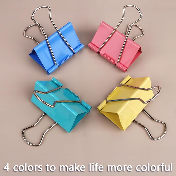 2.4-Inch Jumbo Colored Binder Clips, 12-Pack (4 Colors, 3 Pieces Each)