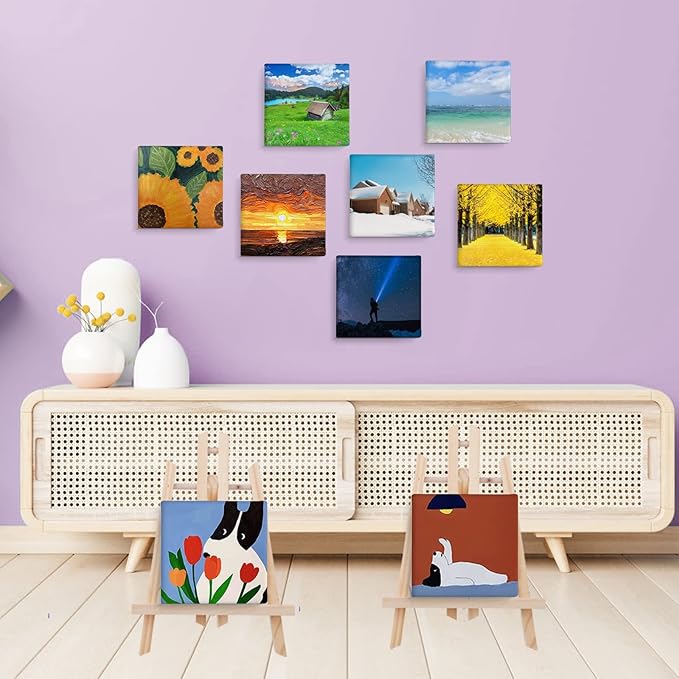ESRICH Mini Canvases for Painting, Canvas in Bulk 32Pack, 3x3In, 2/5In Profile Small Square Canvas, Blank Canvases are Great for School Projects and Kids Birthday Parties, Home Decor Project.