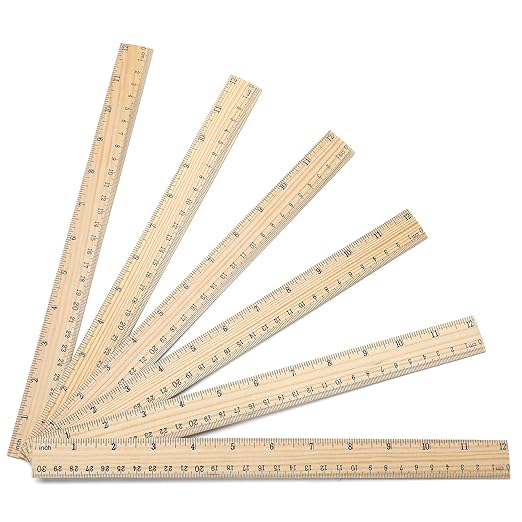 25 Pack Wooden Ruler 12 Inch Rulers Bulk Wood Measuring Ruler Office Ruler 2 Scale