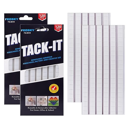 Feosky Adhesive Poster Sticky Tack Putty, Reusable and Removable Adhesive Putty, Mounting Putty for displaying Wall Paintings, Picture, Decoration, Crafts (White,Pack of 2)