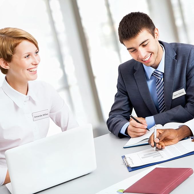 20 Pieces Magnetic Name Tags Kit Acrylic Name Badge Holders Clear Label Holders with Blank Printable Paper Inserts Magnets Custom Identity for Office