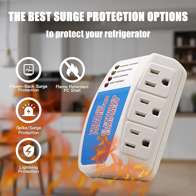 BSEED Surge Protector Power Strip Home Appliance, 3 Outlet Power Surge Protector, Voltage Protector Brownout Surge Refrigerator 1875 Watts, 120V, 15A, 2 Pack