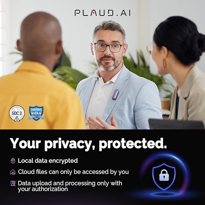 NotePin Voice Recorder, AI Voice Recorder, App Control, AI Notetaker, AI Transcribe & Summarize, Support 112 Languages, 64GB Memory, Audio Recorder for Lectures, Meetings, Sunset Purple