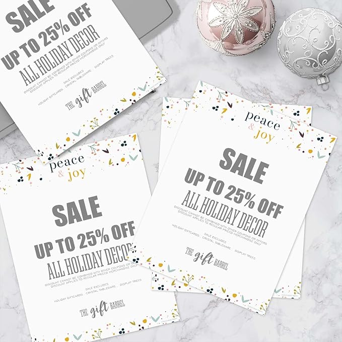 Peace And Joy Christmas Letterhead / 50 Sheets / 8.5" x 11" Festive Winter Holiday Paper/Decorative Christmas Greeting Stationery