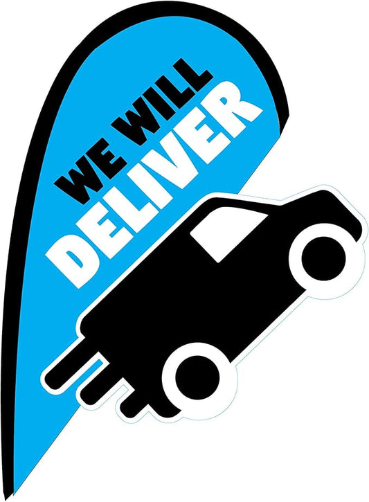 Indoor Outdoor Double Sided Window Flag for Business Sign Drive Thru, Delivery, Pick Up, Essential Business and We are Open Small 3D Flag Kit for Small Business (Deliver)