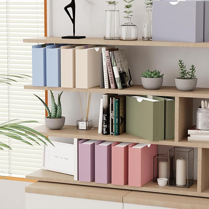 Plastic 3 Inch File Jackets Letter Size,12 Pack Manilla Pocket Folders,Expandable File Jackets for Document,Heavy Duty Expansion Pocket,Straight Cut Tabs,Poly File Jacket,Morandi Color