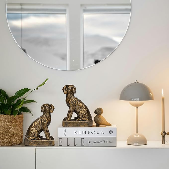 Decorative Bookends for Shelves, Dog Book Ends for Heavy Books, Labrador Retriever Statues Bookends for Heavy Books with Anti-Slip Base Book Holders for Home Office Decor