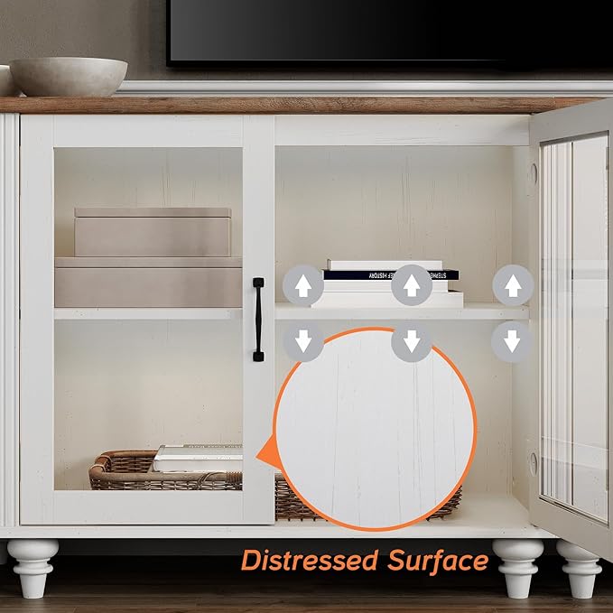 WAMPAT 5 Tier Farmhouse Bookshelf 72" Tall Bookcase with Doors, Large Display Book Shelf with Adjustable Shelves and Storage Cabinet Wood Bookshelves for Living Room & Study Room & Bedroom, White