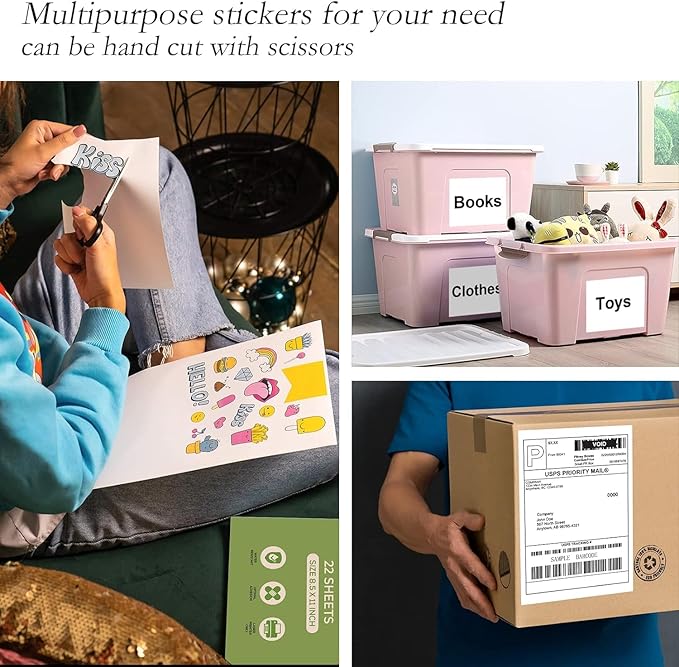 4000 Full Sheets Sticker Paper for Laser & Ink Jet Printers, 8.5" x 11" Full Sheet Address Shipping Label, 4000 Sheets 4000 Labels