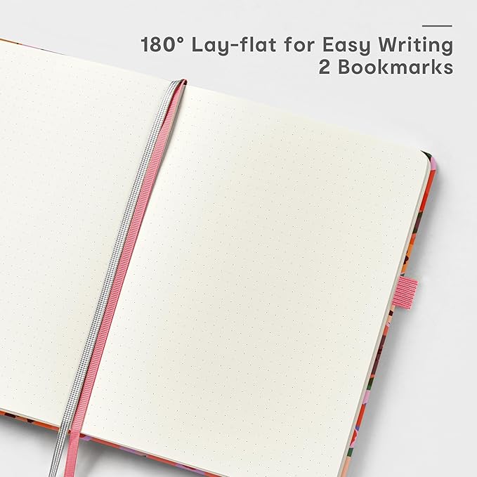 &And Per Se Dotted Journal Notebook for Women&Men with Pattern, A5 Hardcover, 160 Pages 100GSM Thick Dotted Paper, 3 Sheets of Stickers Included(Elegant Florals)