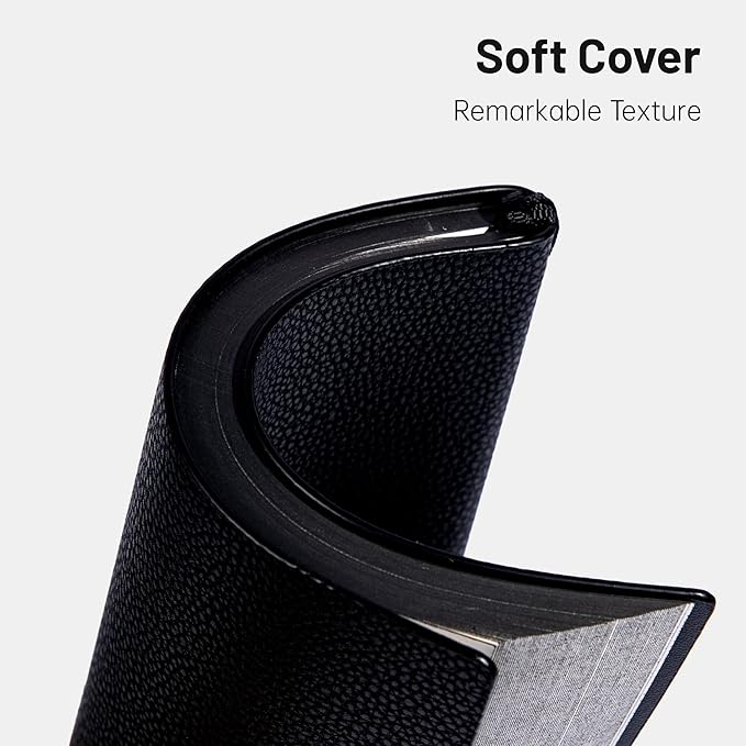 CAGIE Lined Journal Notebook for Men & Women,176 Pages A5 Medium Size Softcover Leather Journals for Writing,Travel,Business,Work & School, 100 GSM Thick Paper (5.7'' x 8.3'') (Black)