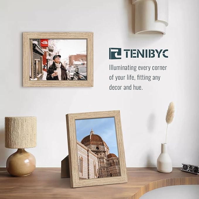 5x7 Oak Picture Frame with HD Glass - 3pk, Natural Wood Photo Frame, Table Top Display