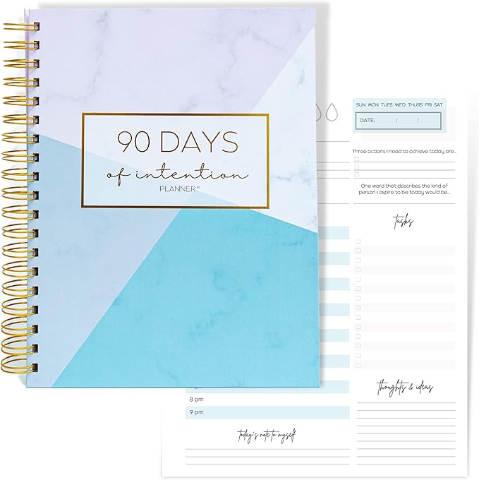 Pland Studio All-In-One 90 Day Goal Planner, Quarterly Planner, Guided Journal with Prompts, Daily Journal Notebook and Hourly Planner! Fitness, Self Care Wellness, Productivity, Mental Health, ADHD, Gratitude Journal