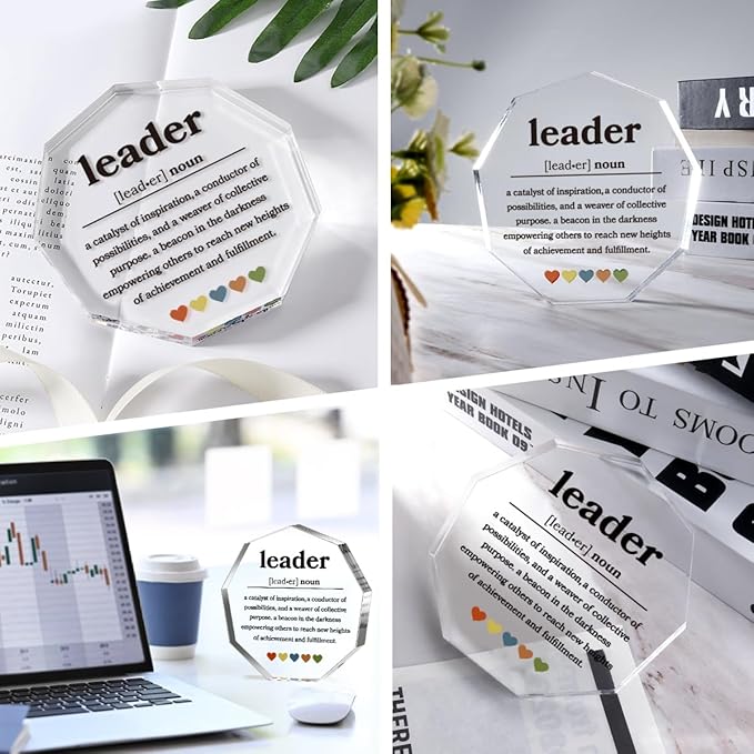 Thank You Gifts for Leader Boss Mentor Supervisor PM Retirement Leaving Coworker Farewell Bosses Day Promotion Celebration Christmas Birthday Work Office Gift Great Leaders Decorative Signs Plaques