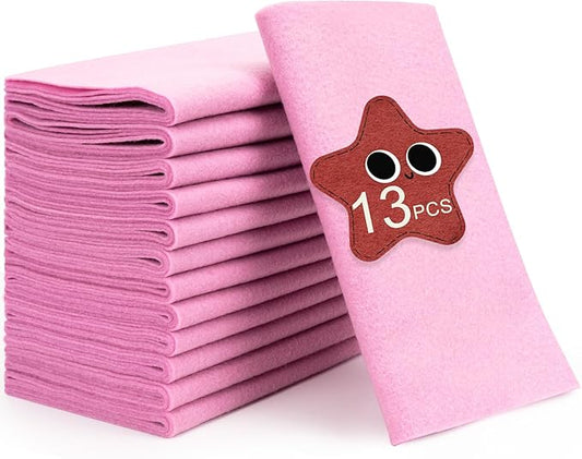 XSEINO 13 Rolls Pink Felt Fabric,8"x35"(20.5x90cm) 1.4mm Thick Soft Felt Fabric Sheet for Crafts,Pink Series Colors Soft Nonwoven Fabric,Fit for Decoration, Sewing,DIY Crafts Nonwoven Patchwork