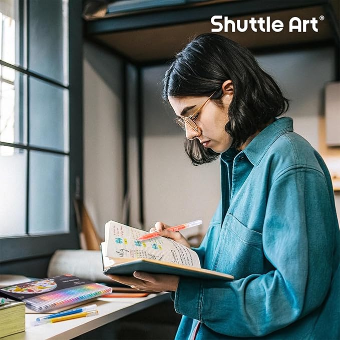 Shuttle Art 30 Colors Cute Journal Pens 0.6mm Fine Point Colored Gel Pens for Black Paper Adult Coloring Writing Drawing Journaling Note Taking School Office Home