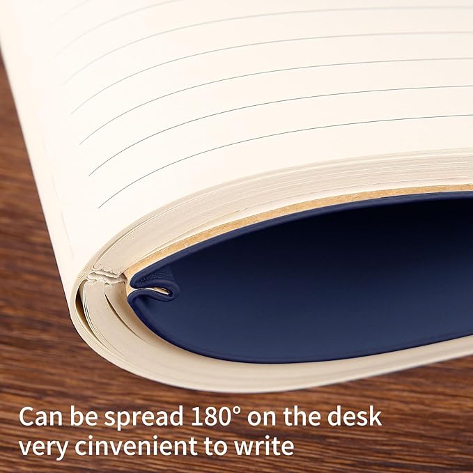 Lined Journal Notebook for Work College Ruled Note Book 7.2"x9.6" B5 PU Leather Daily Journaling 160 Pages for Women Men Writing Home School Supplies Business (Dark Blue)