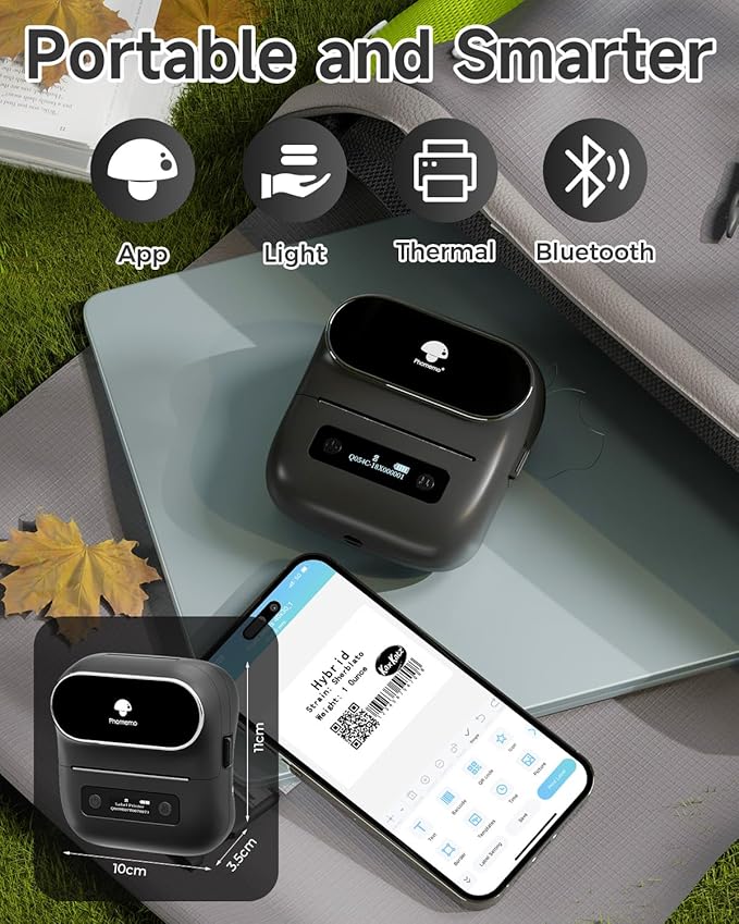 Phomemo Label Printer, M220 Thermal Bluetooth Barcode Label Maker, for Home, Office, School, Compatible with Phone & Laptop