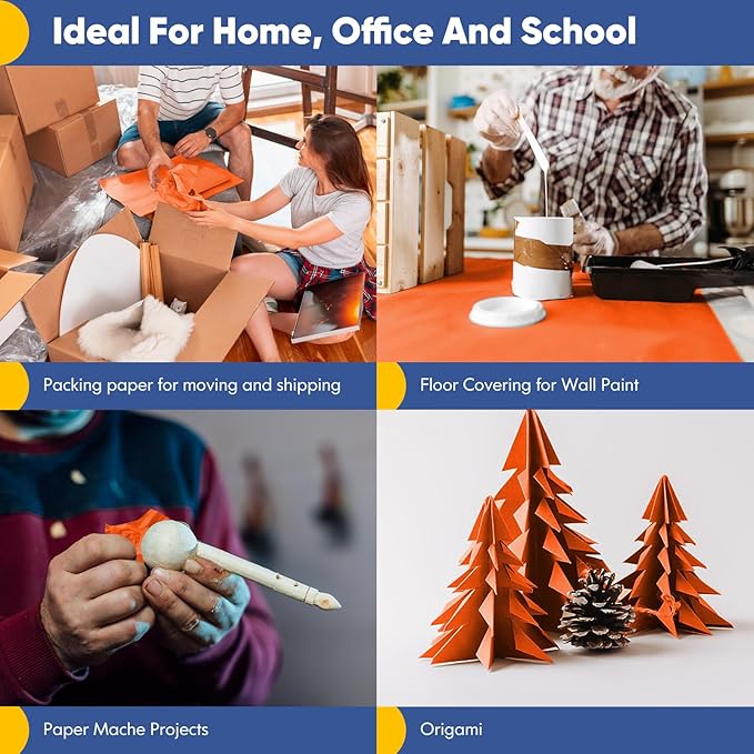 Vanhench Orange Wrapping Paper Roll 17.5"×963" (80/1/4FT), Orange Kraft Paper Roll，Solid Color Art Kraft Craft Paper Roll for Gift Wrapping, Birthday, Bouquet Flower Poster Bulletin Board Paper