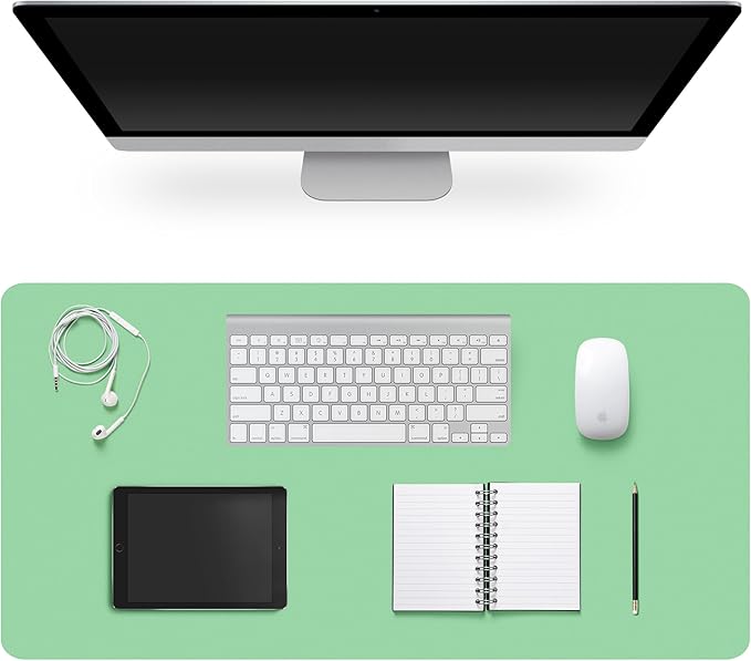 Leather Desk Pad Protector,Non-Slip Desk Pad,on-Slip PU Leather Large Mouse Pad,Easy Clean Desk Protecor Mat,Writing Pad for Office Work/Home/Decor(Turquoise, 23.6" x 13.7")