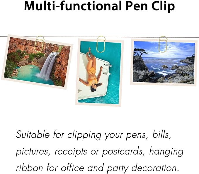 Wisdompro Pen Clip, 12 Pack Stainless Steel Pen Clip Holder for Notebook, Books, Journal, Clipboard, Paper, etc. - Fits Almost Any Pen Size (Gold)