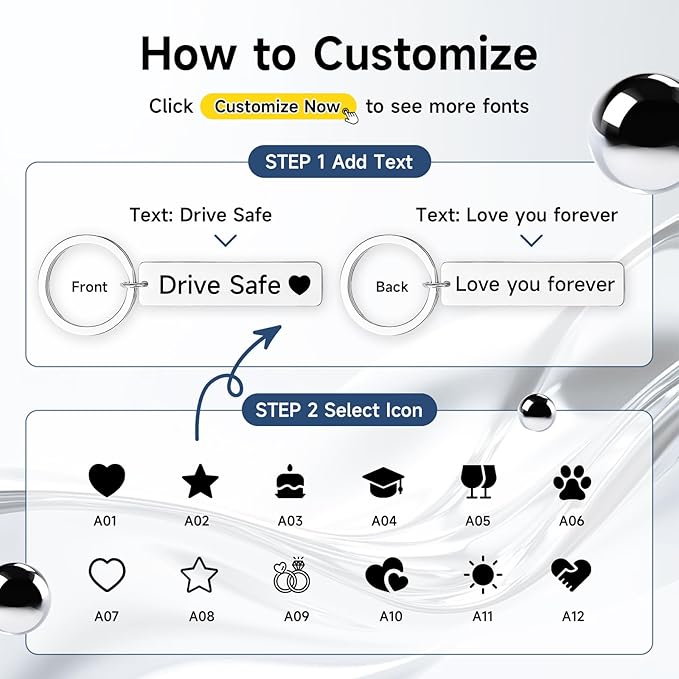 Custom Keychain - Personalized Double-Sided Engraved Name or Text Keychains, Customized Gifts for Men Women