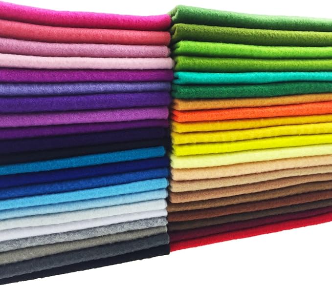 flic-flac 42pcs1.4mm Thick Soft Felt Fabric Sheet Assorted Color Felt Pack DIY Craft Sewing Squares Nonwoven Patchwork (20cm * 30cm)