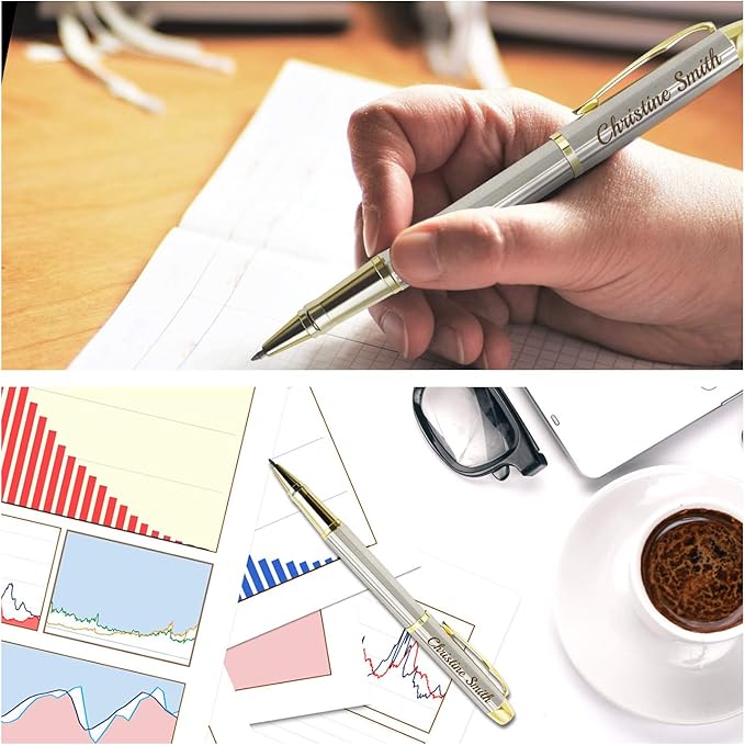Amlion Personalized Pens Custom Engraved Pen with Name, Refillable Medium Refill, Personalized Gifts for Men Women