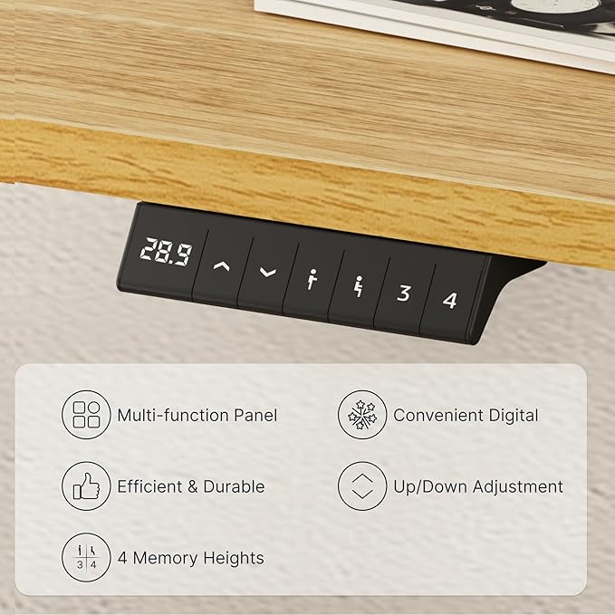 FLEXISPOT EN2 Whole-Piece Standing Desk with Clamp Power Strip, 40 x 24 Electric Stand Up Height Adjustable Desk with Cable Management (White Frame + 40" Maple Top)