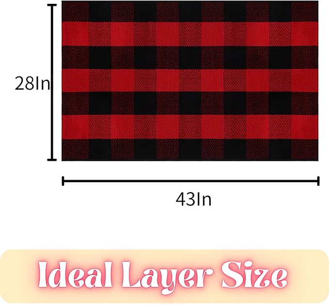 Ckorzen Red Green and White Plaid Rug, 28" x 43" Christmas Front Porch Outdoor Rug, Handwoven Cotton Washable Rug for Layered Door Mats, Holiday Entryway and Home Décor