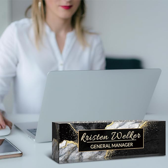 Desk Name Plate Personalized, Custom Name Plate for Desk, Acrylic Desktop Accessories, Office Gift & Decor for Women Men, Teacher Nurse Boss Employee Appreciation Gifts