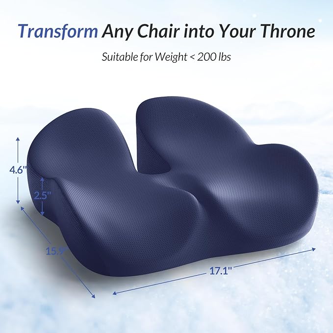 ZIKEE Car Seat Cushion for Driving with Cooling Gel, Ergonomic Memory Foam Seat Cushion for Car Provides Sciatica, Back, Tailbone Pain Relief and Intimate Ventilation, Anti-Slip & Breathable Cover