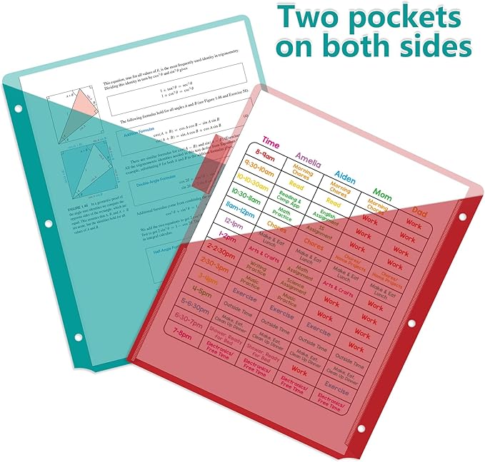 16 Count Pocket Index Dividers Akuoly Binder Dividers for 3 Ring Binders with Pockets on Both Sides, Bright Vibrant Colors for School Office Organization, 8 Tabs to Sort per Set, Plastic