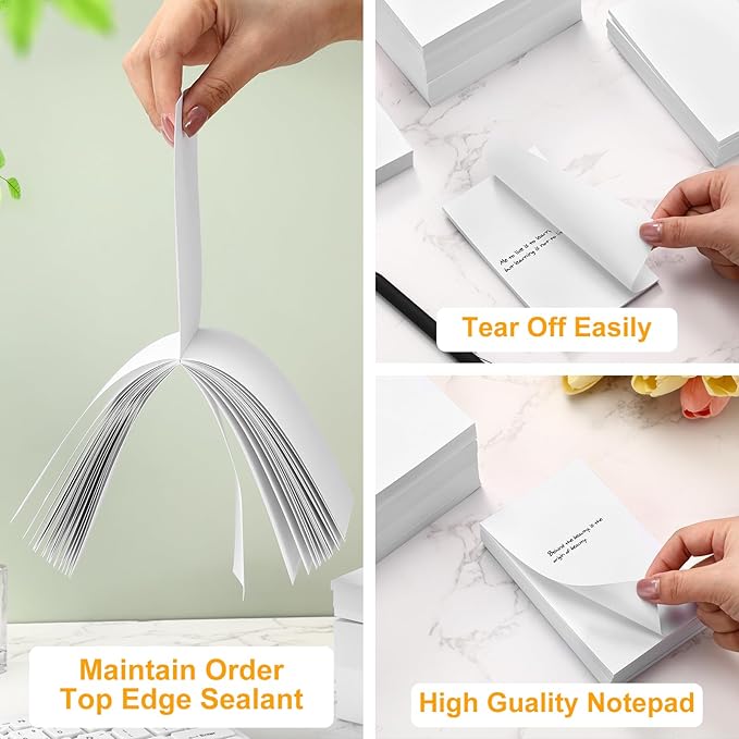 Fainne 3 x 5 Inch Paper Note Pads White Memo Pad Blank Writing Memo Scratch Paper for Waitress Waiter Book to Do Grocery List Small Notebook Restaurant Checkbook, White(150 Pack)