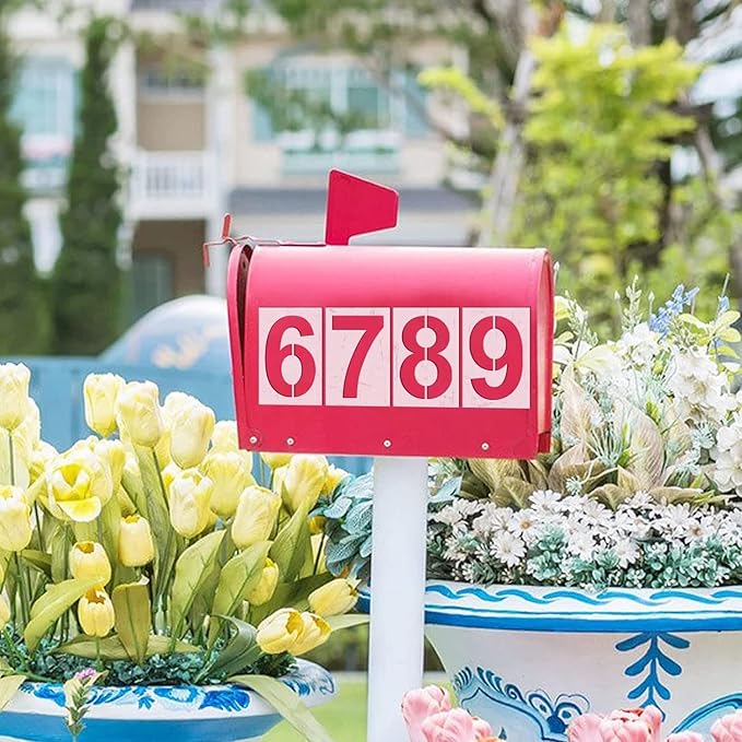 6 Inch Plastic Number Stencils - Reusable Digital Painting Templates for Cake Stencil Address Painting